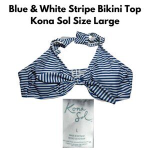 Kona Sol Bikini Top Blue & White Stripe